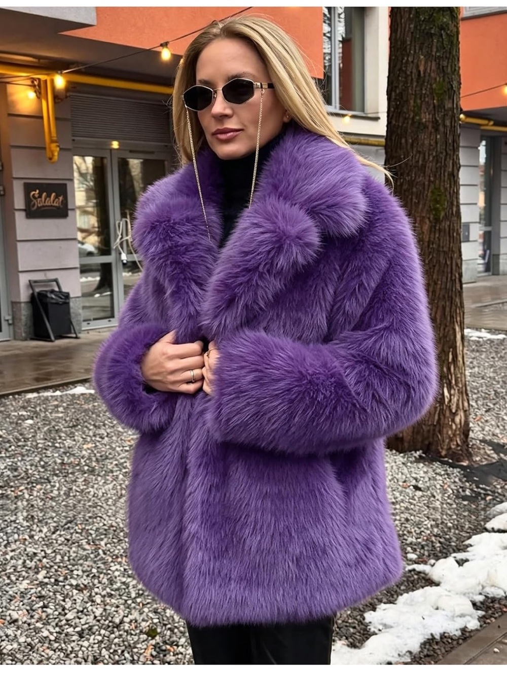 Purple women Faux Fur Coat - Luxury Women's Jacket